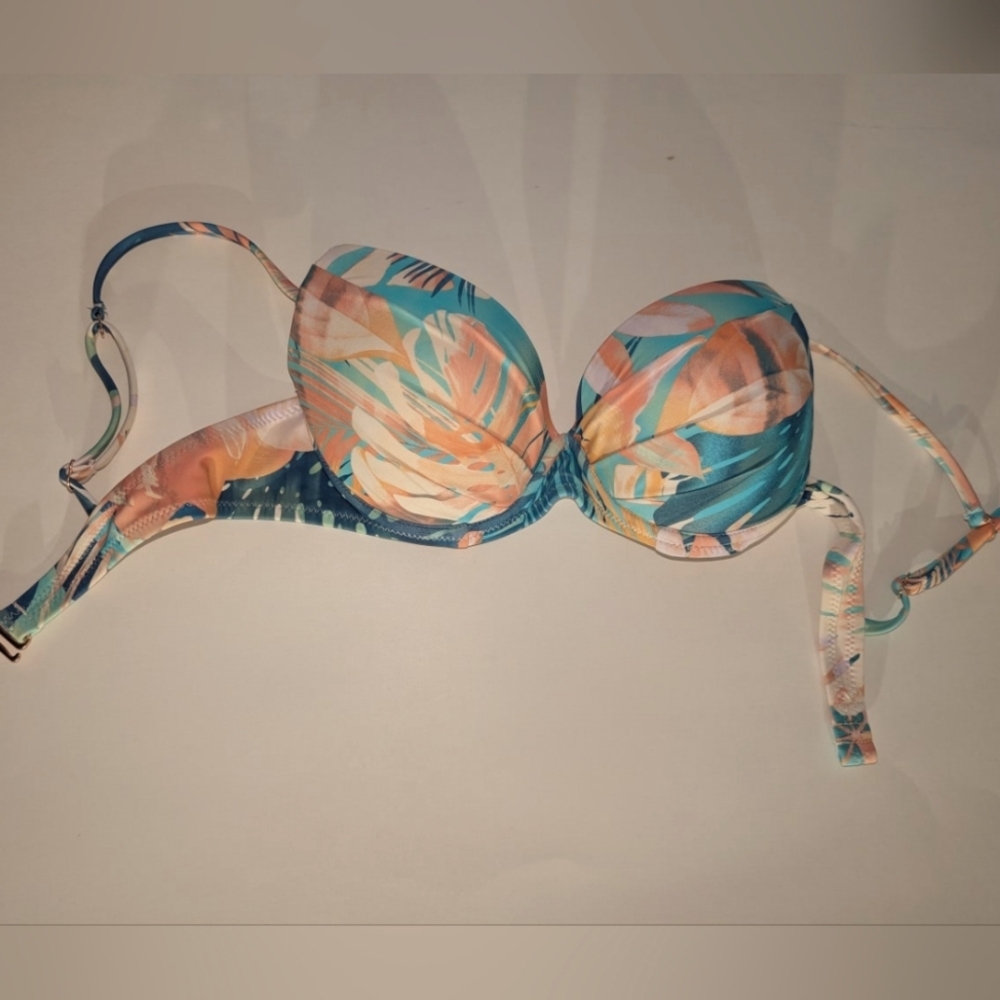 Vintage Tropical Women's Bikini Top.  Push Up & Padded - ADDS AN ADDITIONAL CUP